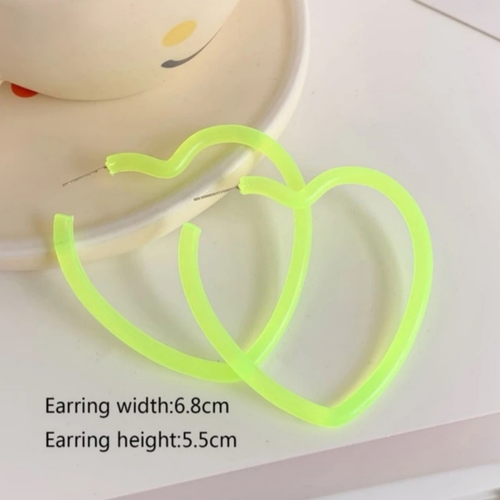 Neon Acrylic Heart Hoop Earrings! - Picture 2 of 6